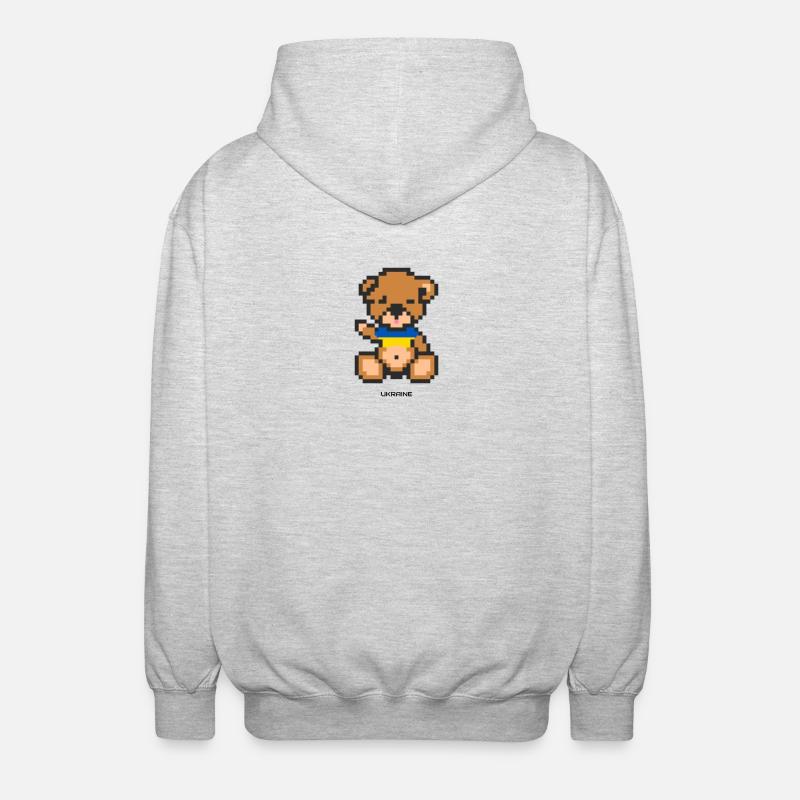 Pixel Bear Ukraine - Unisex Hooded Jacket - light heather grey