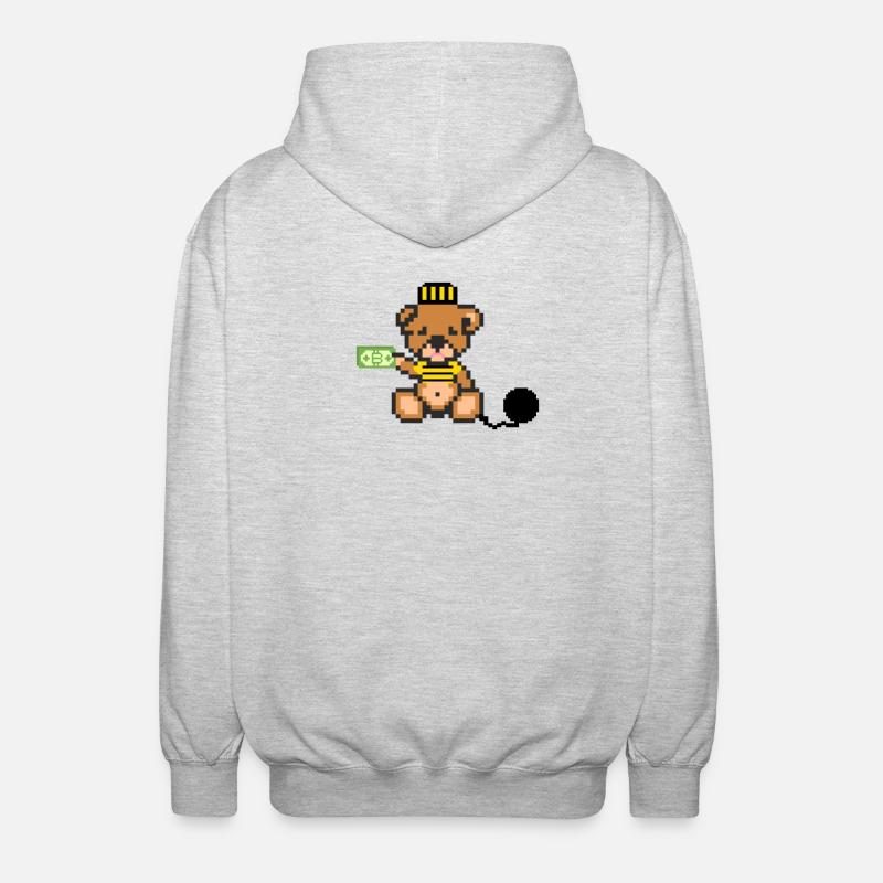 Pixel Bear Prisoner - Unisex Hooded Jacket - light heather grey