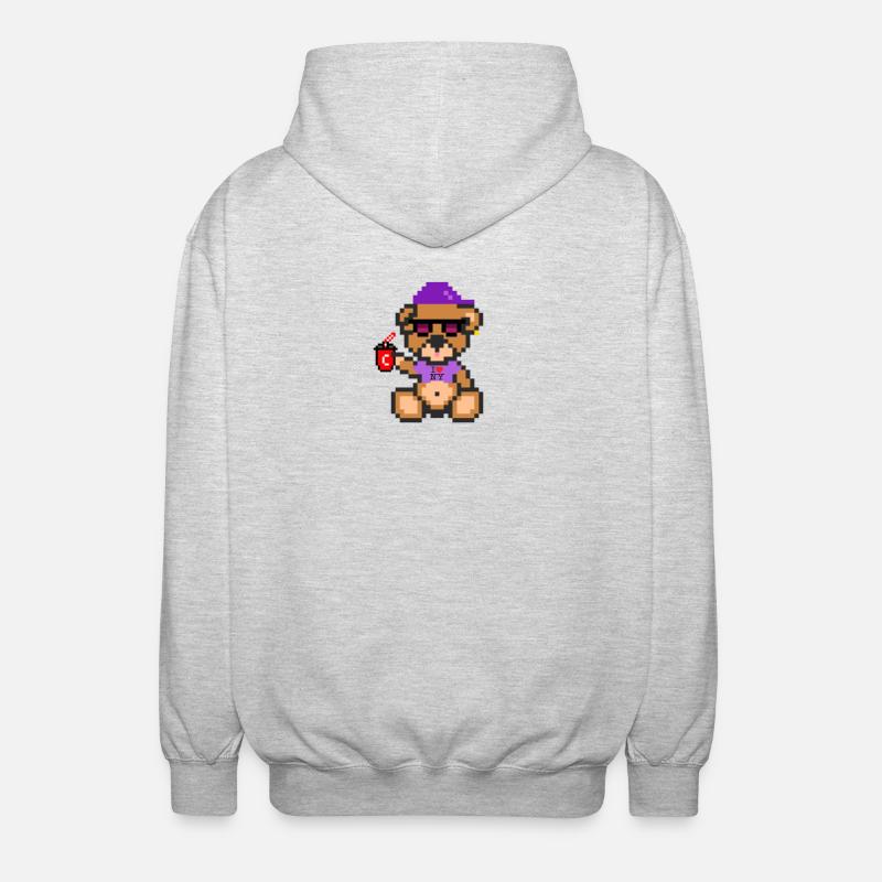 Pixel Bear Cool - Unisex Hooded Jacket - light heather grey