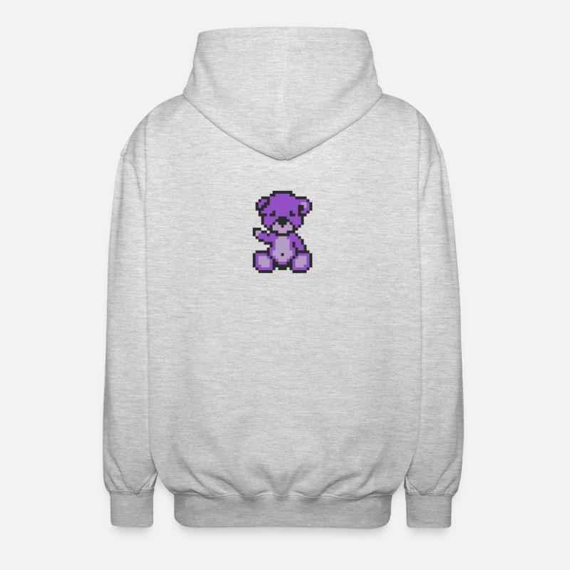 Pixel Bear Purple - Veste à capuche unisexe - gris clair chiné