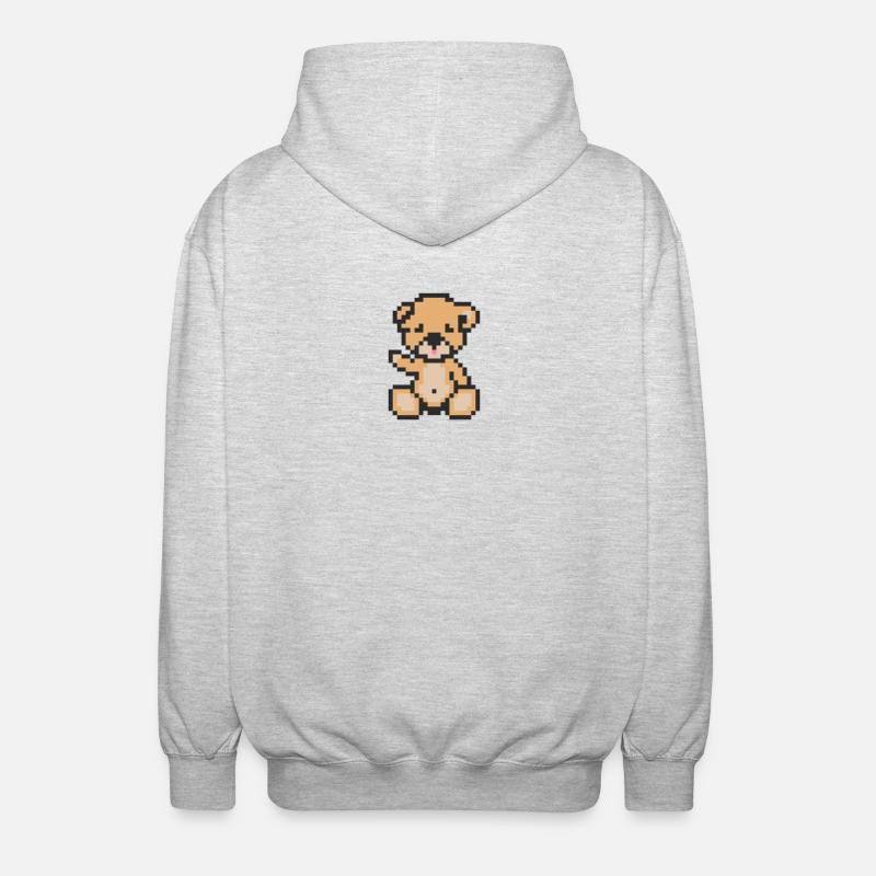 Pixel Bär Licht - Unisex Kapuzenjacke - Hellgrau meliert
