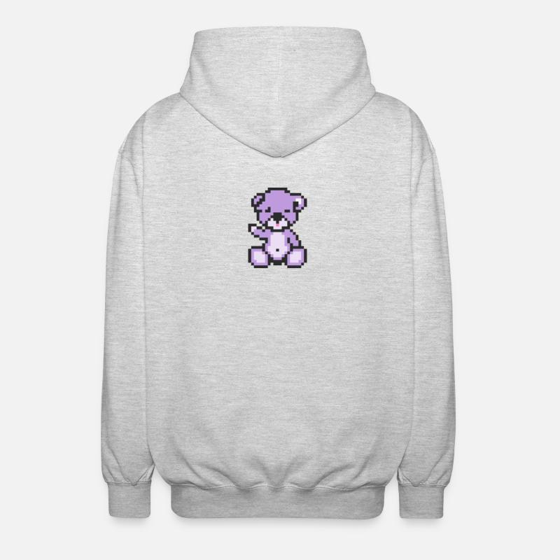 Pixel Bear Pastel Purple - Veste à capuche unisexe - gris clair chiné