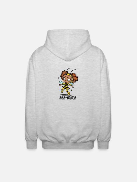 BEE-YONCE ! (chanteuse, abeille) - Veste à capuche unisexe - gris clair chiné