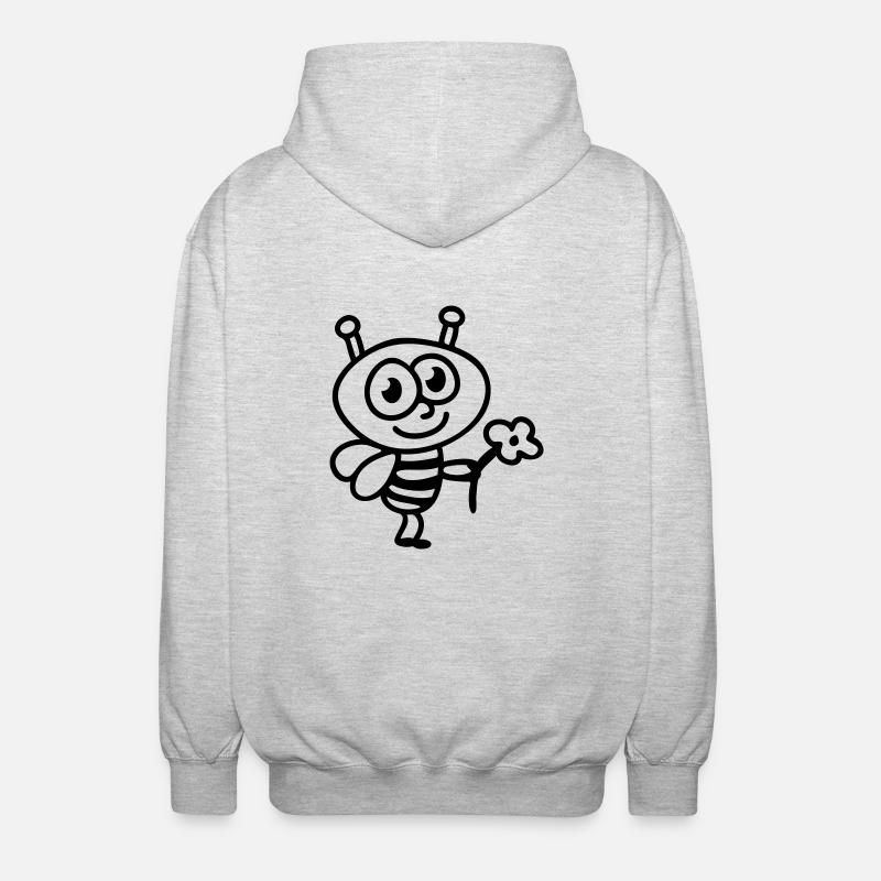 Bee + Flower - Line - Unisex Hooded Jacket - light heather grey