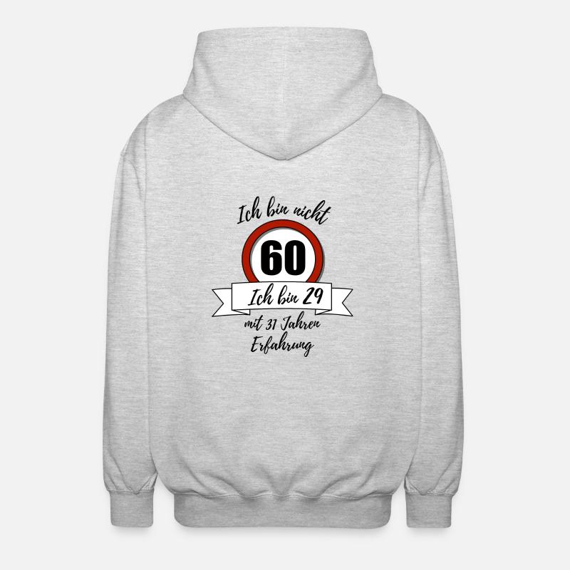 Ich bin nicht 60! - Unisex Kapuzenjacke - Hellgrau meliert