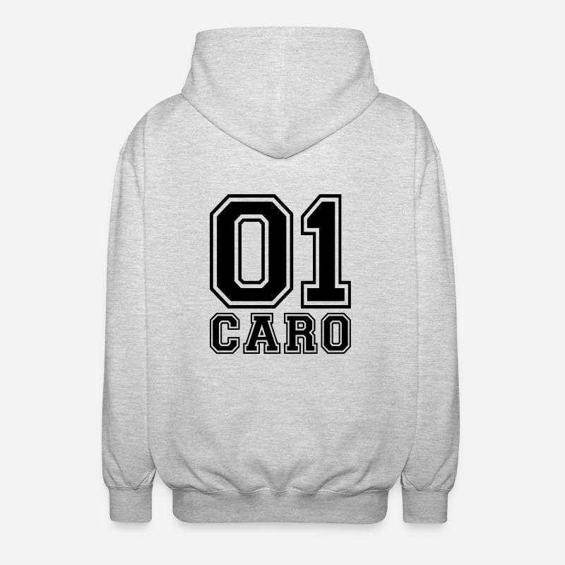 Caro - Name - Unisex Kapuzenjacke - Hellgrau meliert