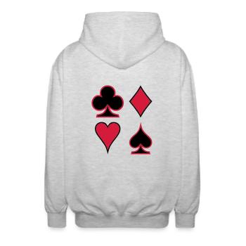 Poker Deck Dealer Trumpf Spielkarten Skat Canasta - Unisex Kapuzenjacke - Hellgrau meliert - Hinten - AI Model Male 185 light (185cm)