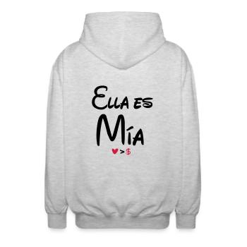 ella_es_mia - Unisex Kapuzenjacke - Hellgrau meliert - Hinten - AI Model Male 185 light (185cm)