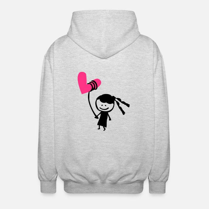 Kleines Mädchen mit Herzballon - Unisex Kapuzenjacke - Hellgrau meliert