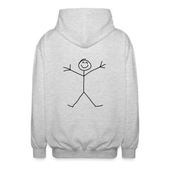 Stick Figure - Unisex Hooded Jacket - light heather grey - Back - AI Model Male 185 light (185cm)