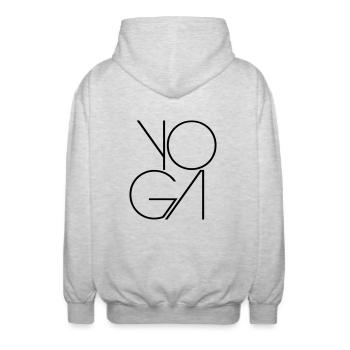 Text Design Yoga - Unisex Hooded Jacket - light heather grey - Back - AI Model Male 185 light (185cm)