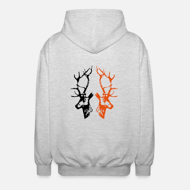 hirsche - Unisex Kapuzenjacke - Hellgrau meliert