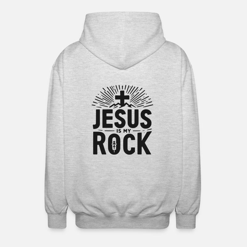 Jésus est mon rocher - Veste à capuche unisexe - gris clair chiné
