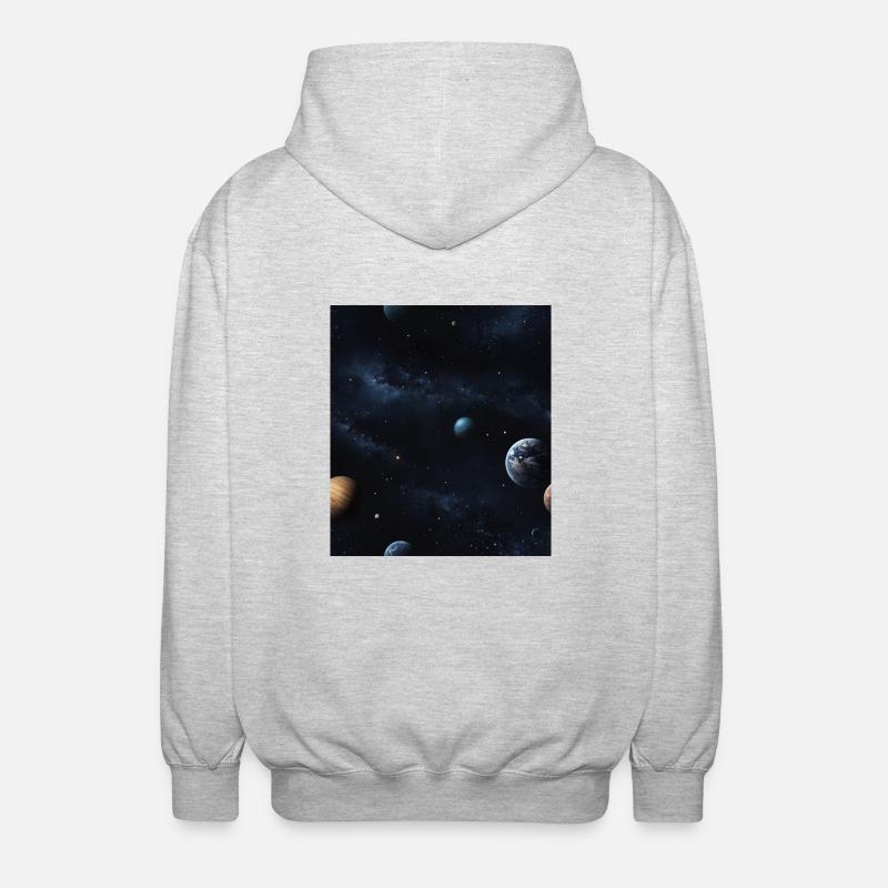 Planètes dans l’espace - Veste à capuche unisexe - gris clair chiné