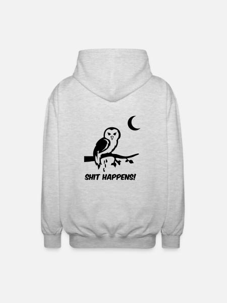 Owl Shit Happens - Unisex Hooded Jacket - light heather grey