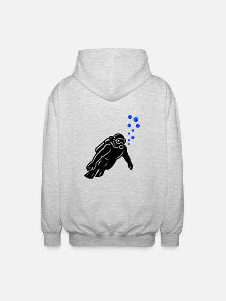 Diver Silhouette - Unisex Hooded Jacket - light heather grey