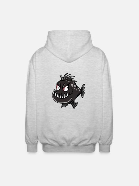 Mr. Piranha - vissen - vissen - vissen - Comic - Uniseks zip hoodie - lichtgrijs gemêleerd