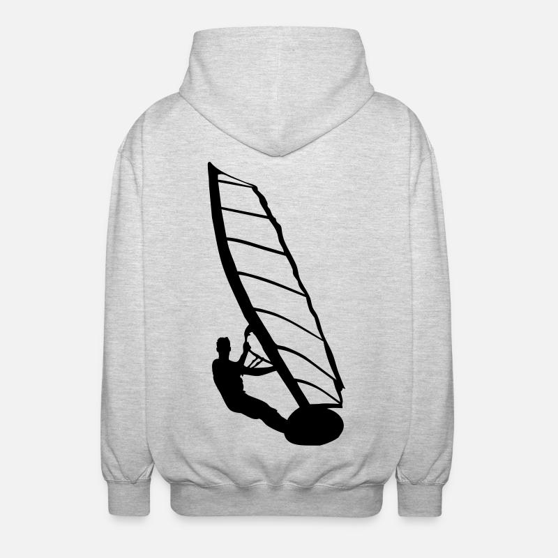 Windsurfer, Surfer, Wassersport, - Unisex Kapuzenjacke - Hellgrau meliert