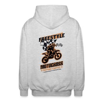 Dirtbike Rider Freestyle Motorcross MX Motocross - Unisex Kapuzenjacke - Hellgrau meliert - Hinten - AI Model Male 185 light (185cm)