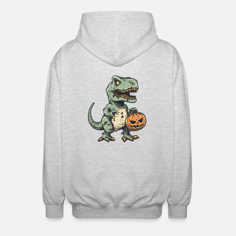 Dinosaur T-Rex Halloween Comic Funny - Unisex Hooded Jacket - light heather grey