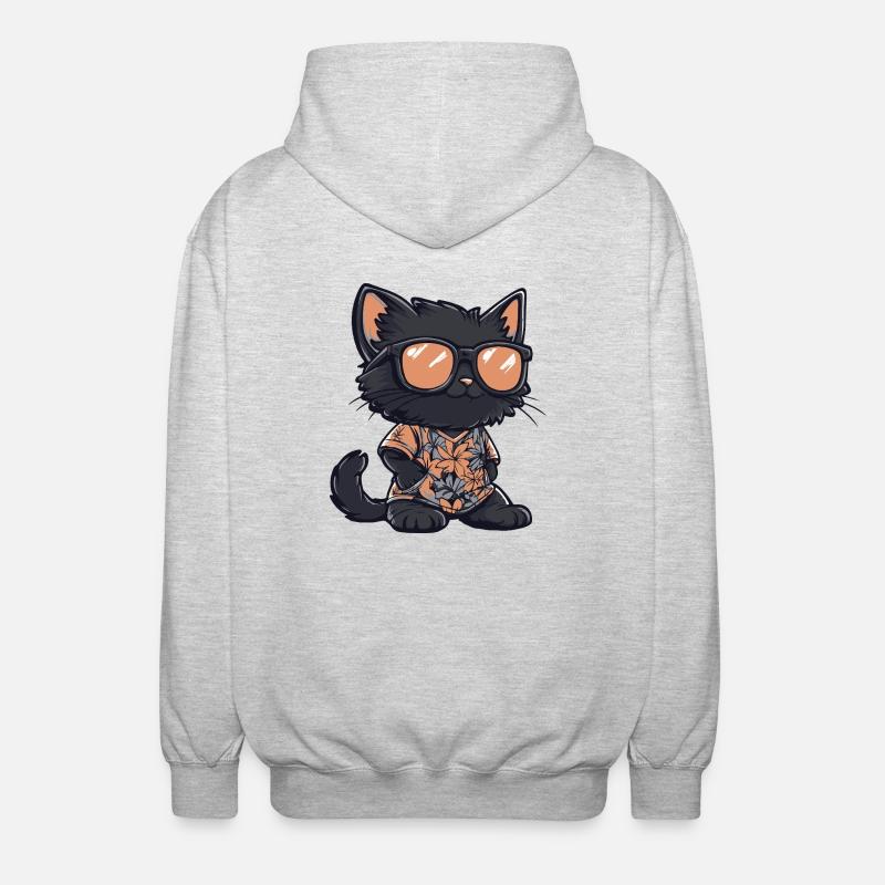 Cat Comic Funny Summer - Unisex Hooded Jacket - light heather grey