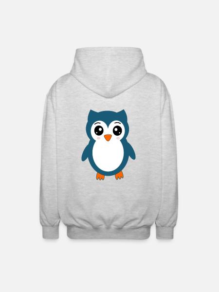 Eule blaue Eule - Unisex Kapuzenjacke - Hellgrau meliert