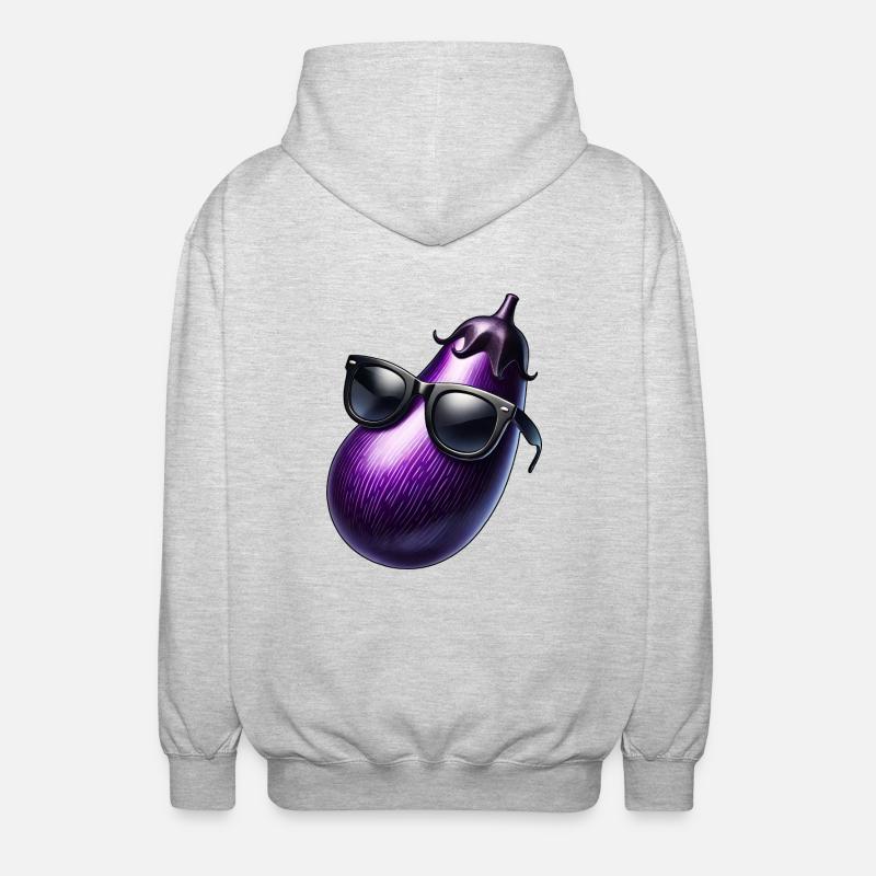 Cool eggplant with sunglasses summer fruit cool - Unisex Hooded Jacket - light heather grey