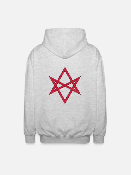 Masonic Unicursal Hexagram - Unisex Hooded Jacket - light heather grey