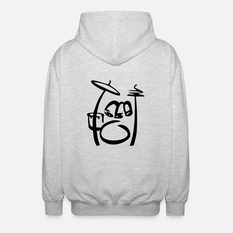 Drums Art Scribble - Unisex Kapuzenjacke - Hellgrau meliert