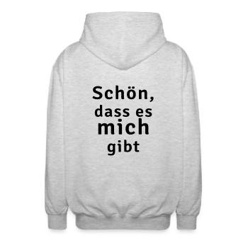 Schön dass es mich gibt - Unisex Kapuzenjacke - Hellgrau meliert - Hinten - AI Model Male 185 light (185cm)