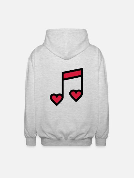 Romantic music note - Unisex Hooded Jacket - light heather grey