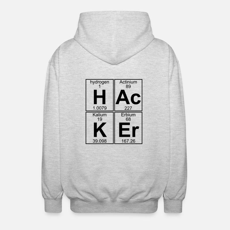 H-Ac-K-Er (hacker) - Full - Veste à capuche unisexe - gris clair chiné