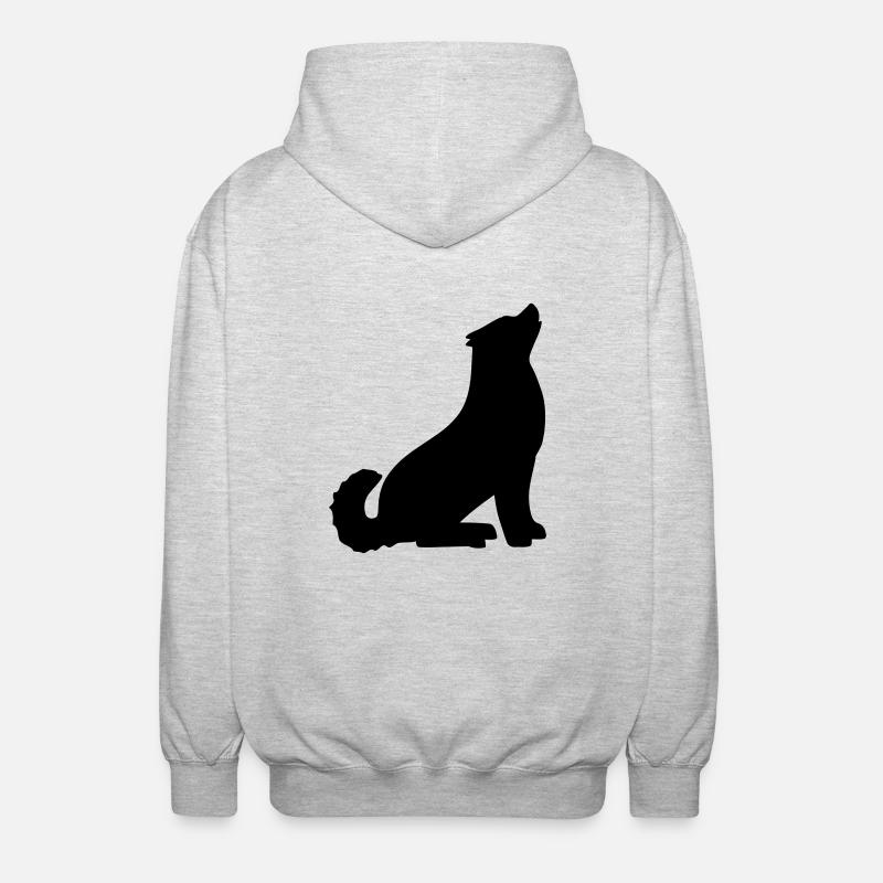 dog howls E - Unisex Hooded Jacket - light heather grey