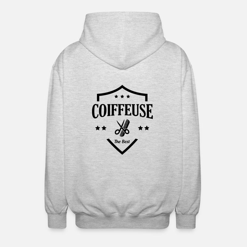 Coiffure / Coiffeur / Coiffeuse / Mode / Cheveux - Veste à capuche unisexe - gris clair chiné