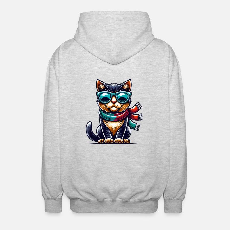 katze sonnenbrille comic - Unisex Kapuzenjacke - Hellgrau meliert