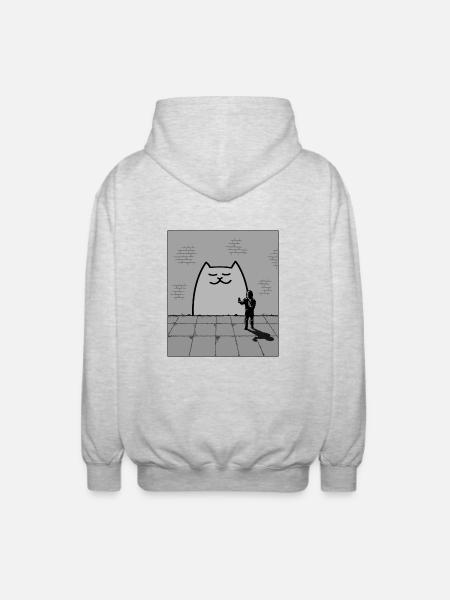 Schläfrige Katze - Unisex Kapuzenjacke - Hellgrau meliert