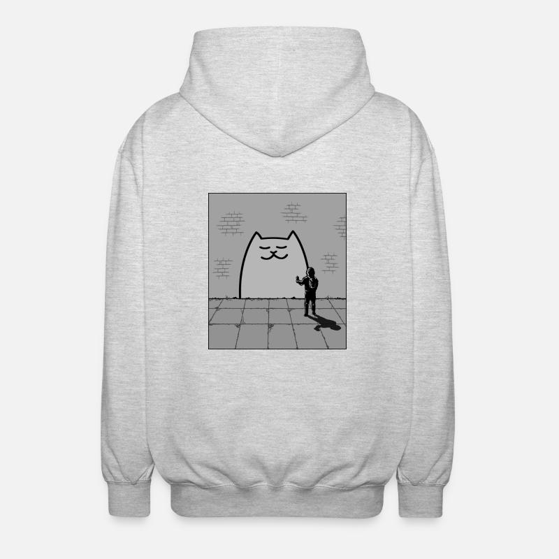 Chat endormi - Veste à capuche unisexe - gris clair chiné