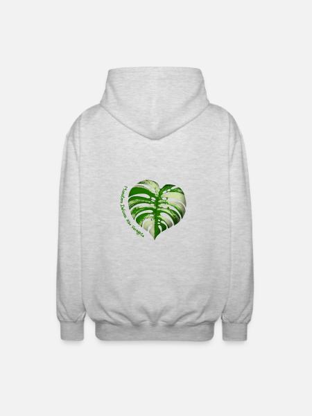 Monstera Albo Variegata - Veste à capuche unisexe - gris clair chiné