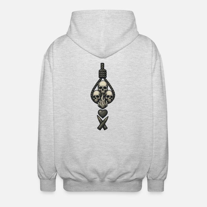 Avi Collection – Skulls & Flame - Unisex Hooded Jacket - light heather grey