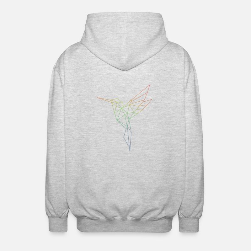 Geometrischer Regenbogenvogel - Unisex Kapuzenjacke - Hellgrau meliert