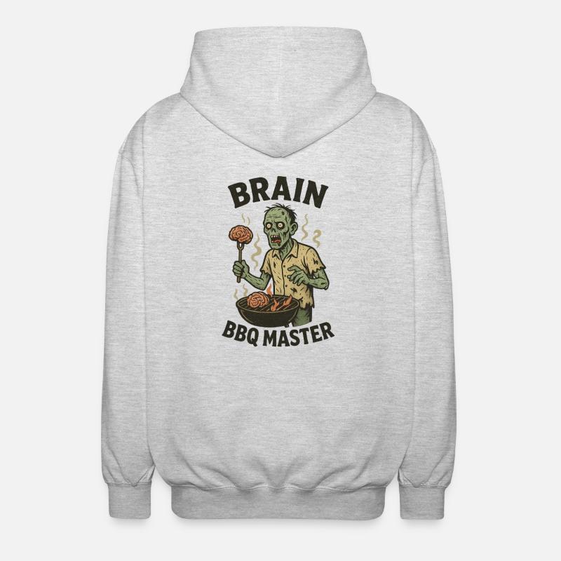 Zombie Grill Master Brain BBQ - Unisex Hooded Jacket - light heather grey