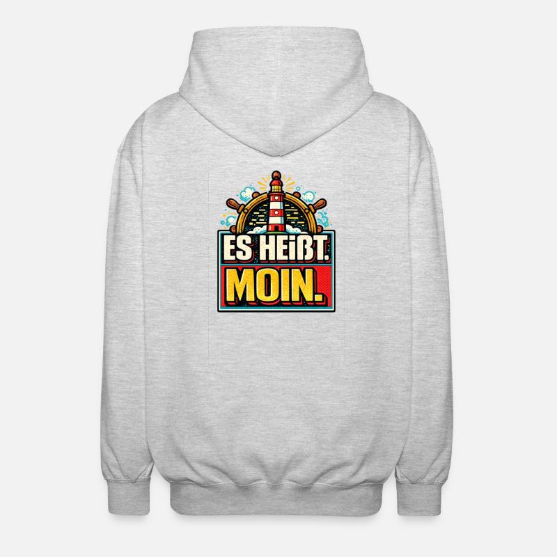 Es Heißt Moin - Maritimer Gruß - Unisex Kapuzenjacke - Hellgrau meliert