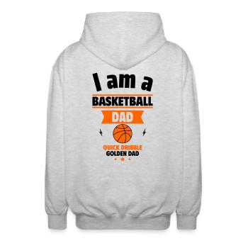 Father's Day Gift: Basketball Dad, Worth Its Weight in Gold - Unisex Hooded Jacket - light heather grey - Back - AI Model Male 185 light (185cm)