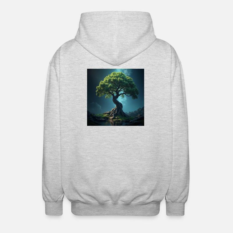 Bunter Baum des Lebens. - Unisex Kapuzenjacke - Hellgrau meliert