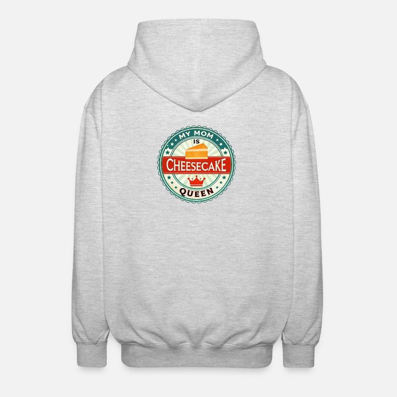 Cheesecake Queen Mutti Abzeichen - Unisex Kapuzenjacke - Hellgrau meliert