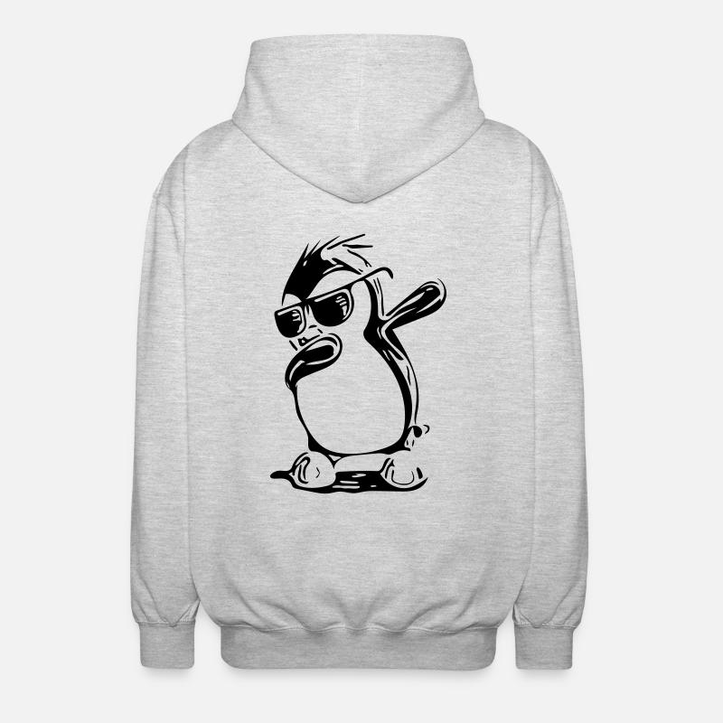 Cute Dabbing Penguin - Unisex Kapuzenjacke - Hellgrau meliert