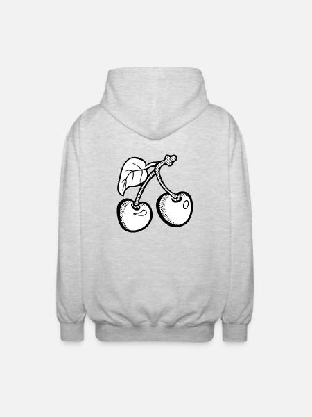cherries cherries veggie vegetables fruits16 - Unisex Hooded Jacket - light heather grey