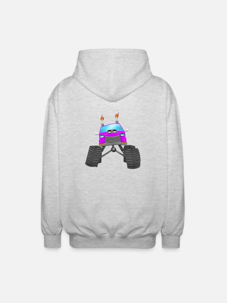 Monstertruck - Unisex Kapuzenjacke - Hellgrau meliert