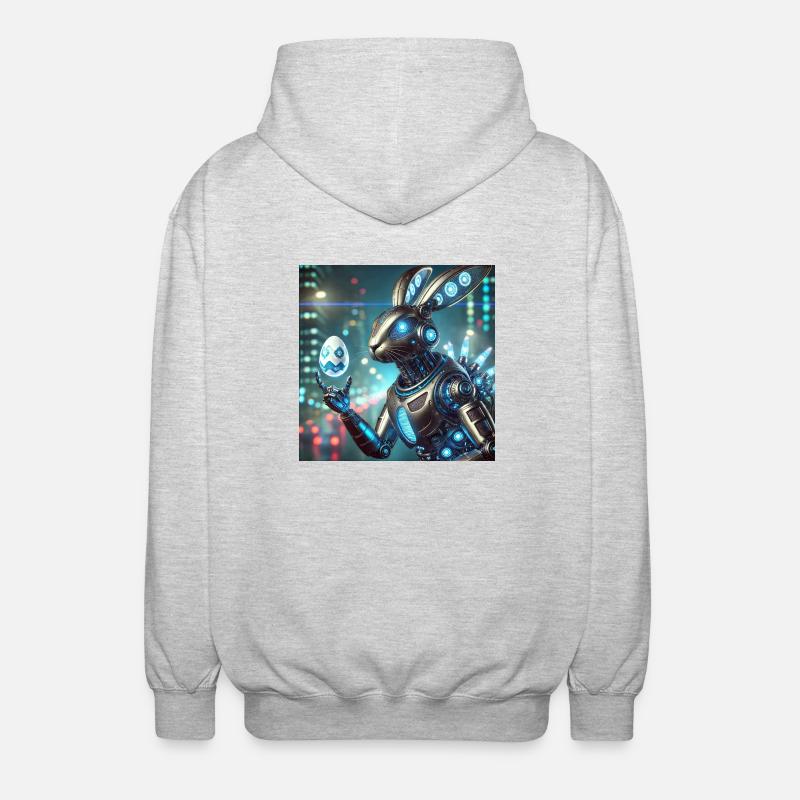 A futuristic Easter bunny - Unisex Hooded Jacket - light heather grey