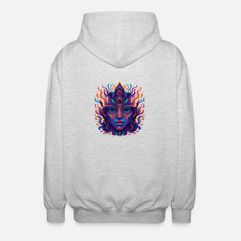 Psychedelische Farbenexplosion - Unisex Kapuzenjacke - Hellgrau meliert